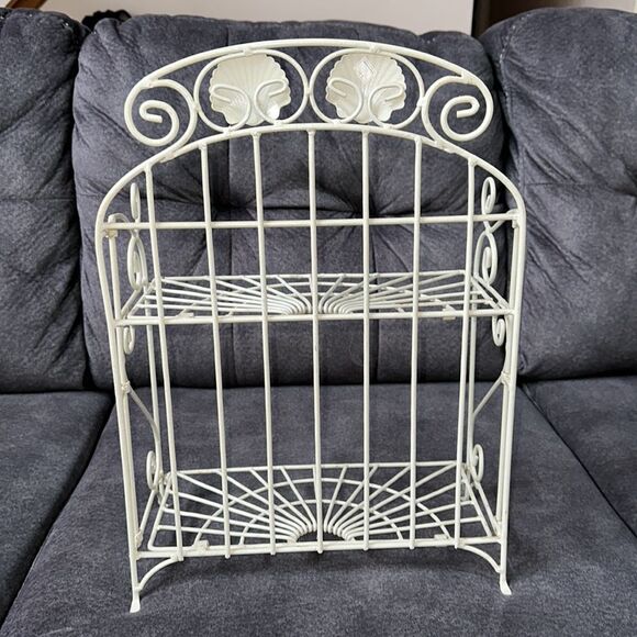 Shabby Chic Rustic Vintage Display Metal Display Rack Shelf Foldable Shell Beach - Picture 3 of 8